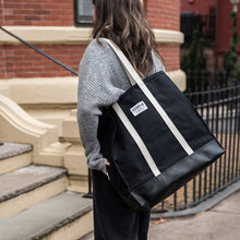 Load image into Gallery viewer, Steele Market Tote, Black Canvas / Black Steeletex