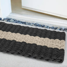 Load image into Gallery viewer, Lobster Rope Outdoor Doormat, Black with Sand Stripe