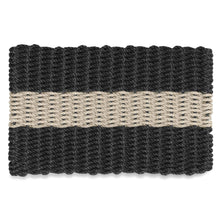 Load image into Gallery viewer, Lobster Rope Outdoor Doormat, Black with Sand Stripe