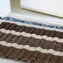 Load image into Gallery viewer, Lobster Rope Outdoor Doormat, Mocha with Tan Stripes