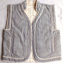Load image into Gallery viewer, Quilted Reversible Vest, Indigo Stripe