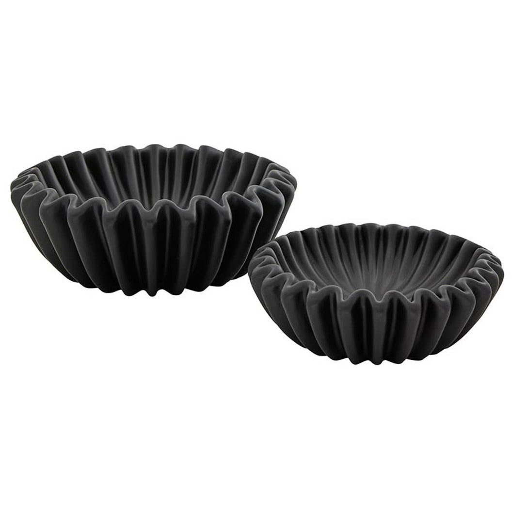 Fluted Porcelain Bowls, Set of 2