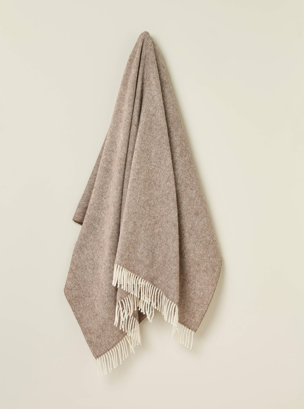 British Wool Throw, Brown Herringbone