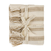 Load image into Gallery viewer, French Stripe Hand Towels, Sand, Set of 2

