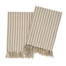 Load image into Gallery viewer, Bengal Stripe Hand Towels, Stone, Set of 2
