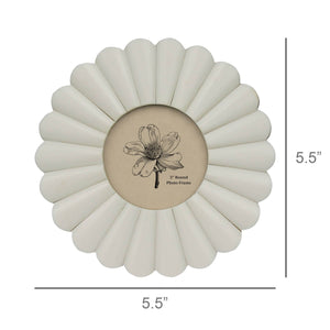 3" Scalloped Round Frame, White Resin