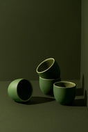 Stoneware Coffee Cup, Matte/Glazed Green