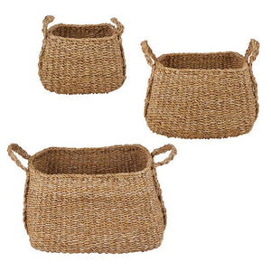 Square Basket w/ Handles, Set of 3