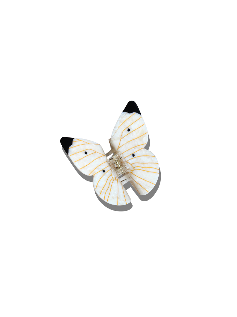 Hand-Painted Cabbage Butterfly Claw Hair Clip | Eco-Friendly: White