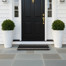 Load image into Gallery viewer, Lobster Rope™ Doormat: Black &amp; Light Tan Tailored Stripes: 24x36
