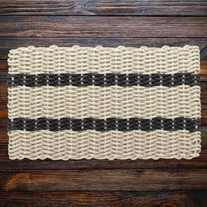 Lobster Rope Doormat, Dark Tan with Black Stripes