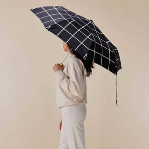 Black Grid Compact Mini Umbrella