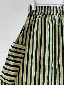 Tilda Skirt, Green & Black Stripes
