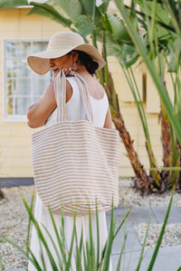 Paris Striped Tote, Natural