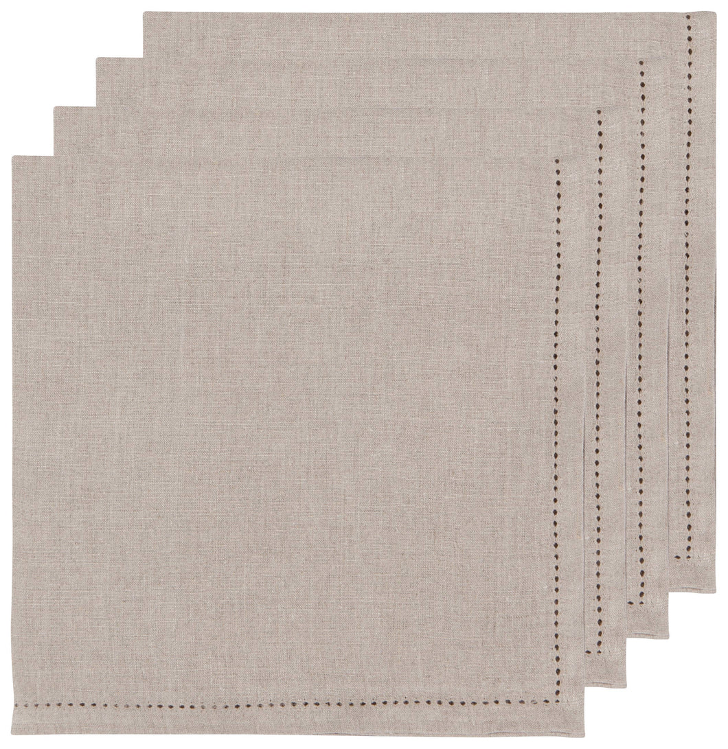 Natural Hemstitch Linen Napkins, Set of 4