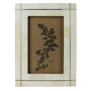 Bone with Brass Grid Frame,  4x6