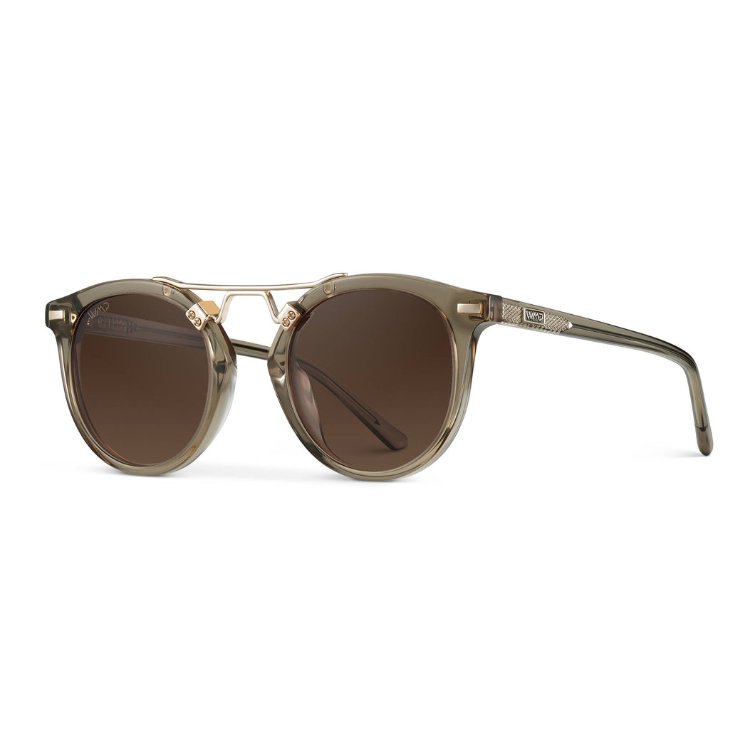 “Skyler” Polarized Sunglasses, Crystal Taupe / Maple Gradient Lens