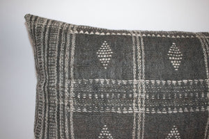 Indian Wool Grand Lumbar Pillow, Charcoal