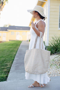 Paris Striped Tote, Natural