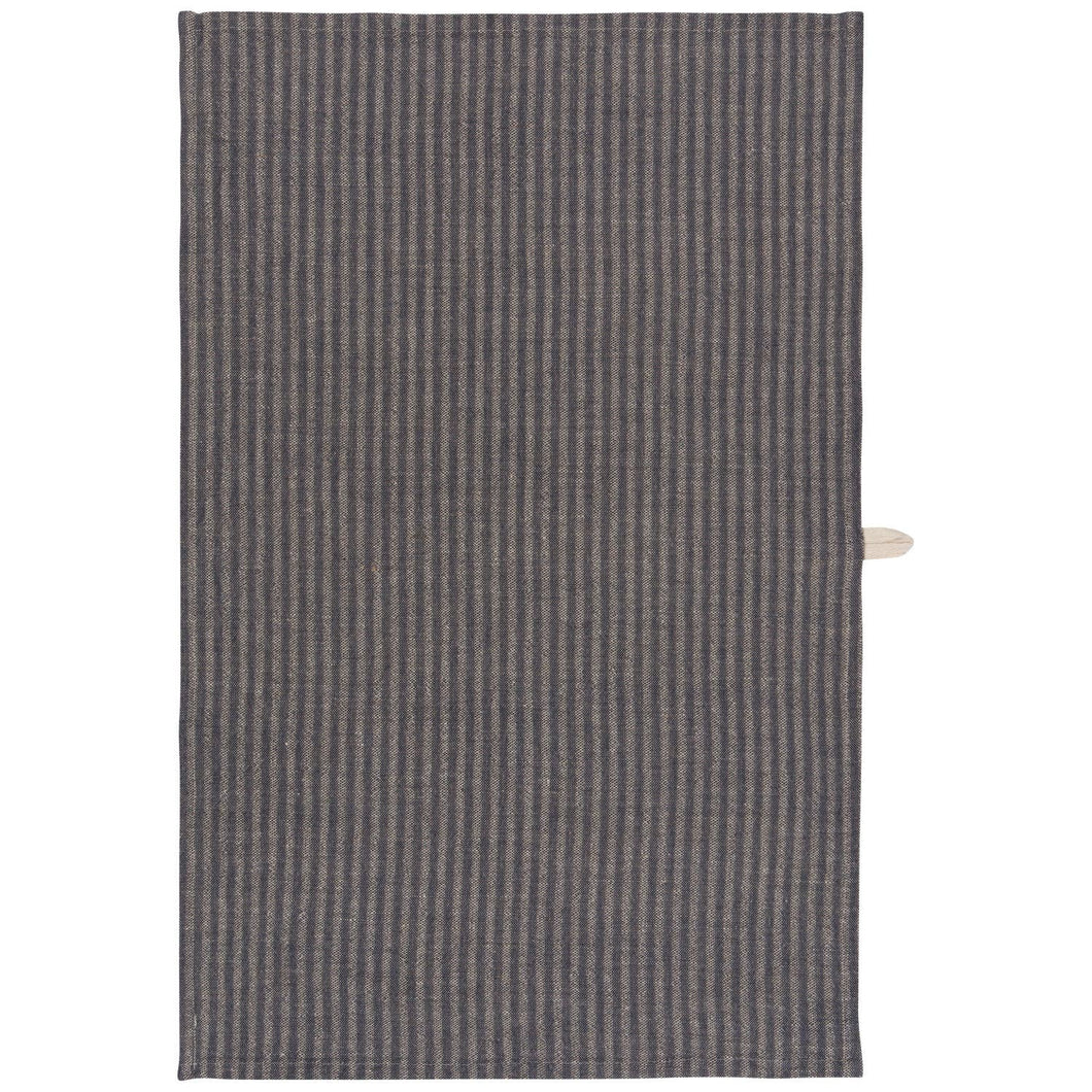 Linen/Cotton Dishtowel, Midnight Stripe