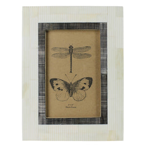 Ribbed Black & White Border Frame, 4x6