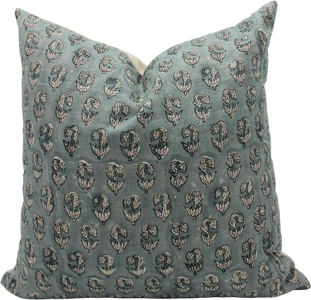 Block Print Linen Pillow, 22