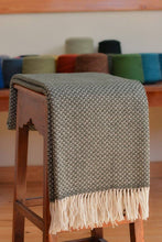 Load image into Gallery viewer, Sheep's Wool Throw,  Dry Green Swallow

