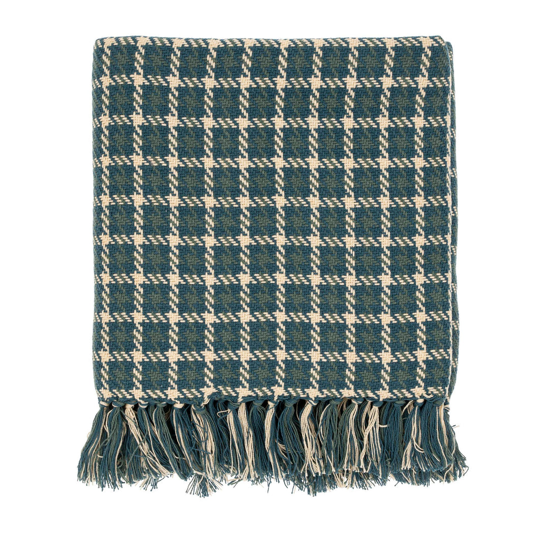 Houndstooth Throw, Teal