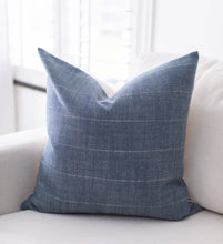 Load image into Gallery viewer, Blue Striped Textured Pillow,  20&quot;
