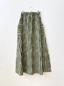Tilda Skirt, Green & Black Stripes