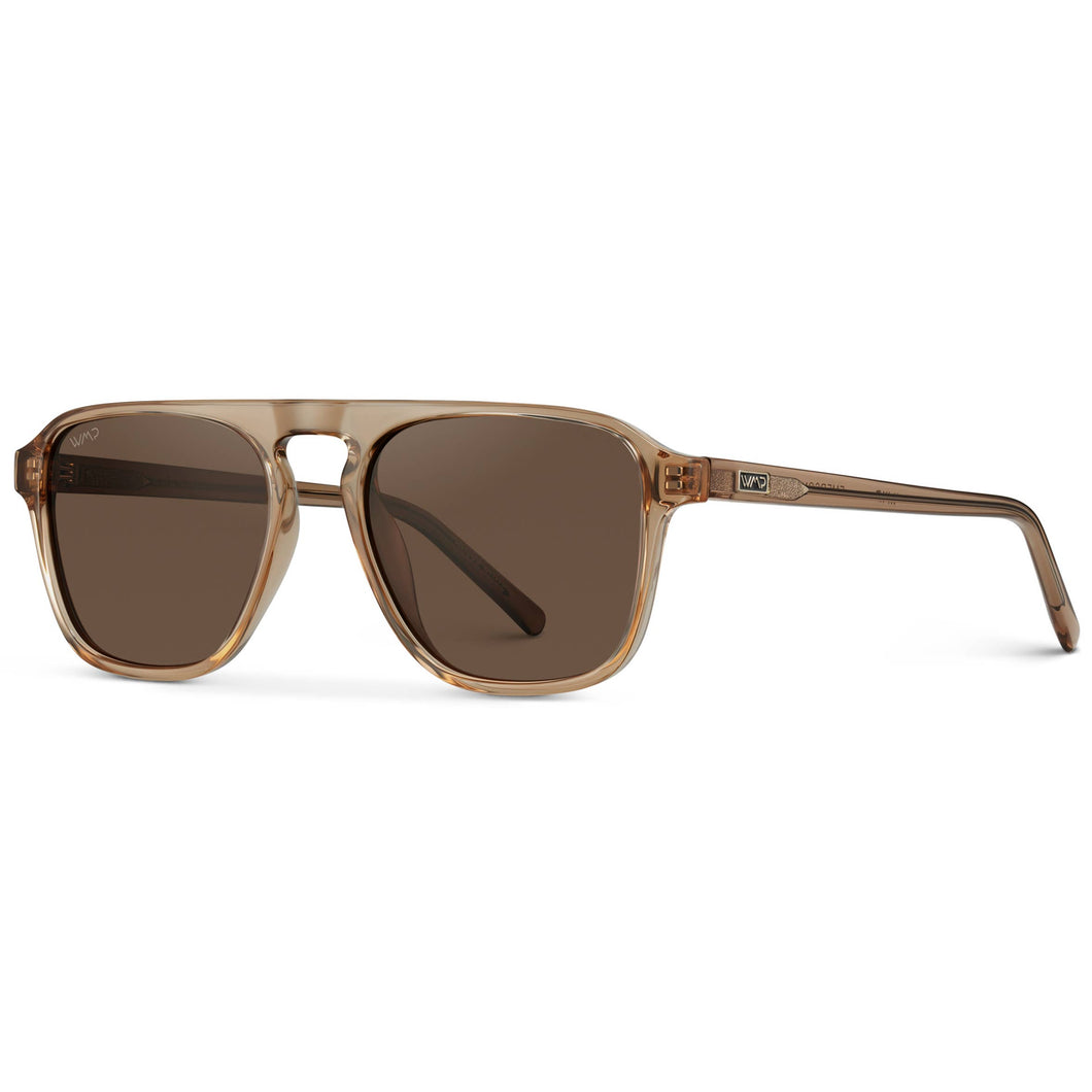 “Emerson” Polarized Sunglasses, Crystal Brown / Brown Lens