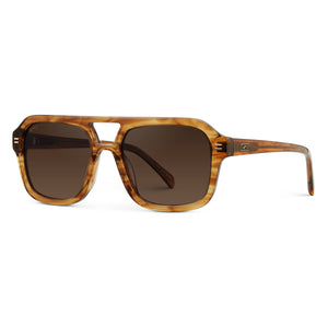 "Sydney" Polarized Sunglasses, Crystal Brown Grain / Brown Gold Gradient Lens