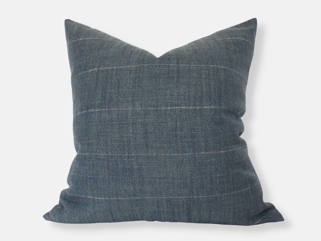 Blue Striped Textured Pillow,  20