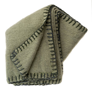 Blanket-Stitch Mohair Throw, Lichen