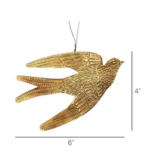 Load image into Gallery viewer, Antiqued Gold Bird Ornament
