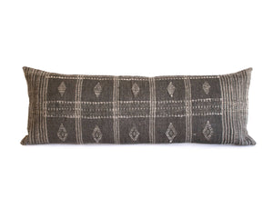 Indian Wool Grand Lumbar Pillow, Charcoal