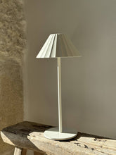 Load image into Gallery viewer, Ruffle Shade Cordless French Bistro Lamp, Cream
