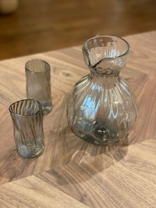Hand-Blown Glass Sake Set, Smoke