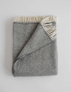 Merino Wool + Cashmere Herringbone Throw - Graphite