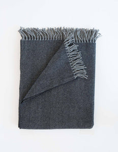 Lightweight Herringbone Throw - Midnight