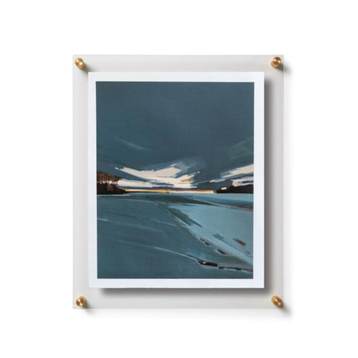 Lucite Floating Frame with Gold Hardware, 15