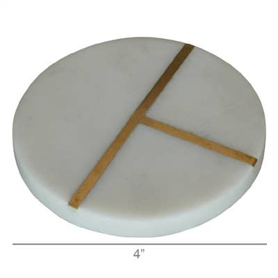 Marble & Brass Round Coasters, Set of 4