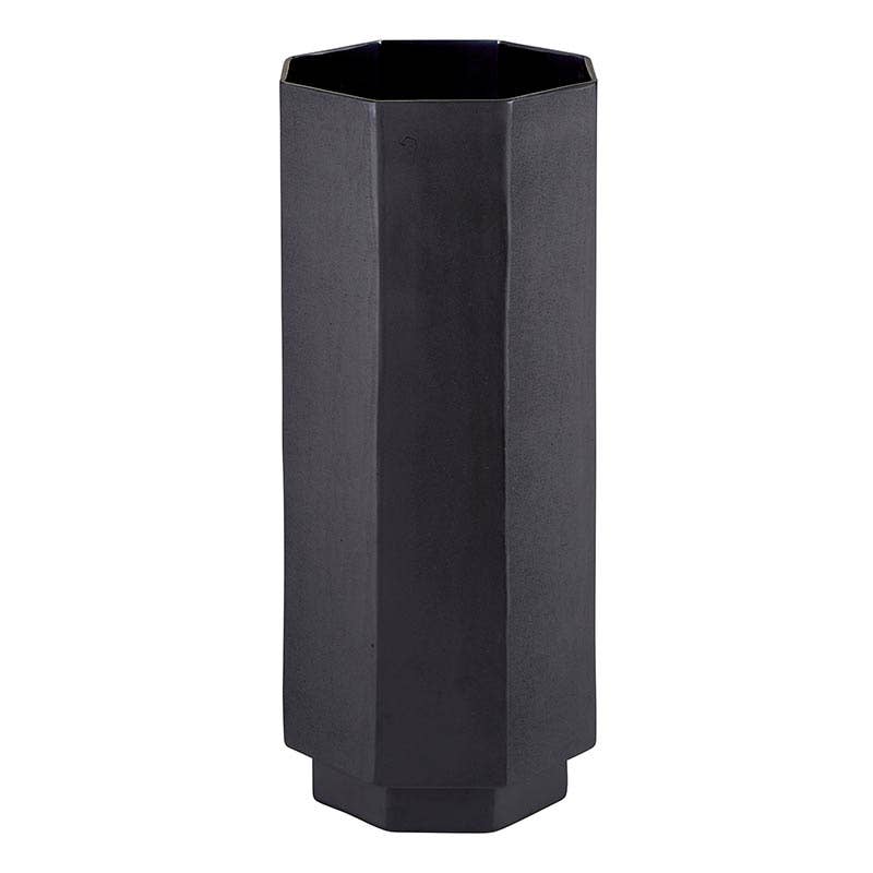 Matte Black Octagonal Vase, Large