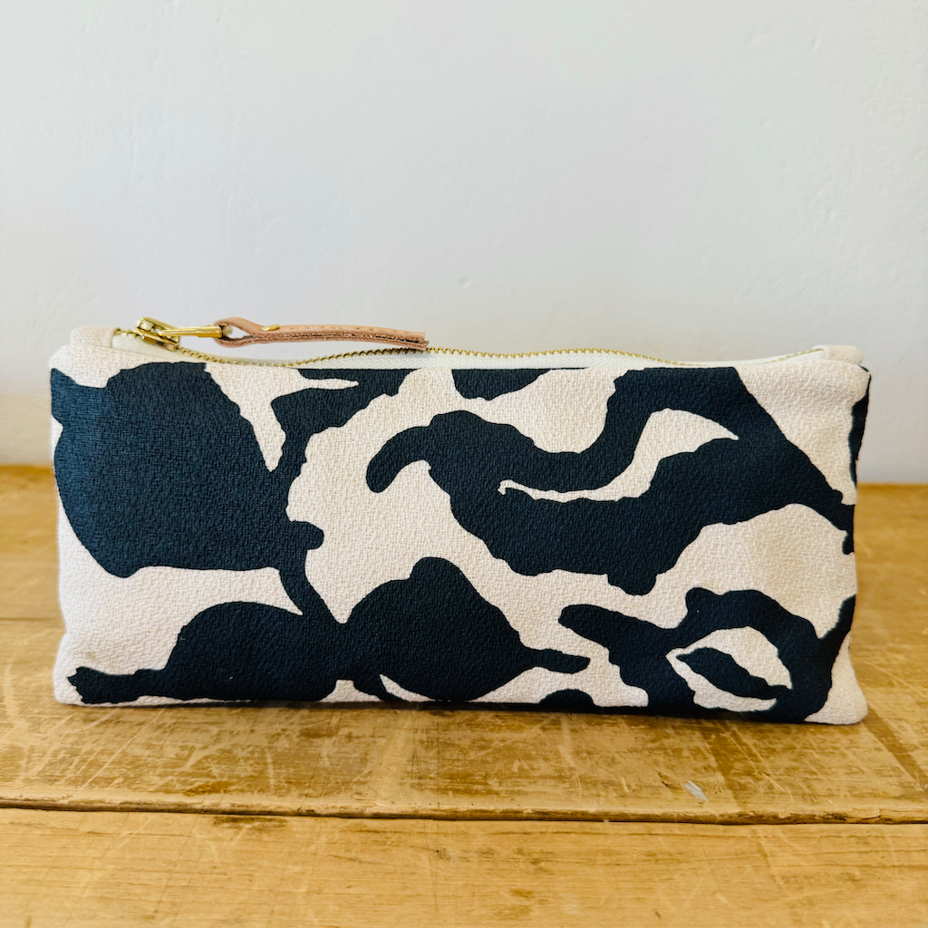 Pencil Zipper Pouch, Light Worn Black Vine