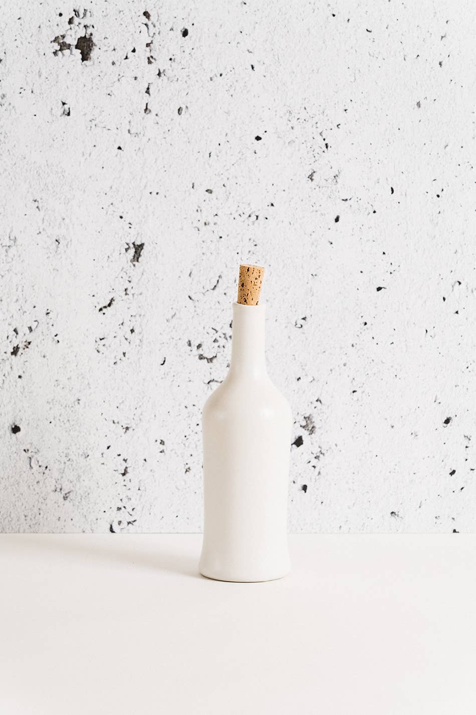 Stoneware Olive Oil Bottle, Matte White