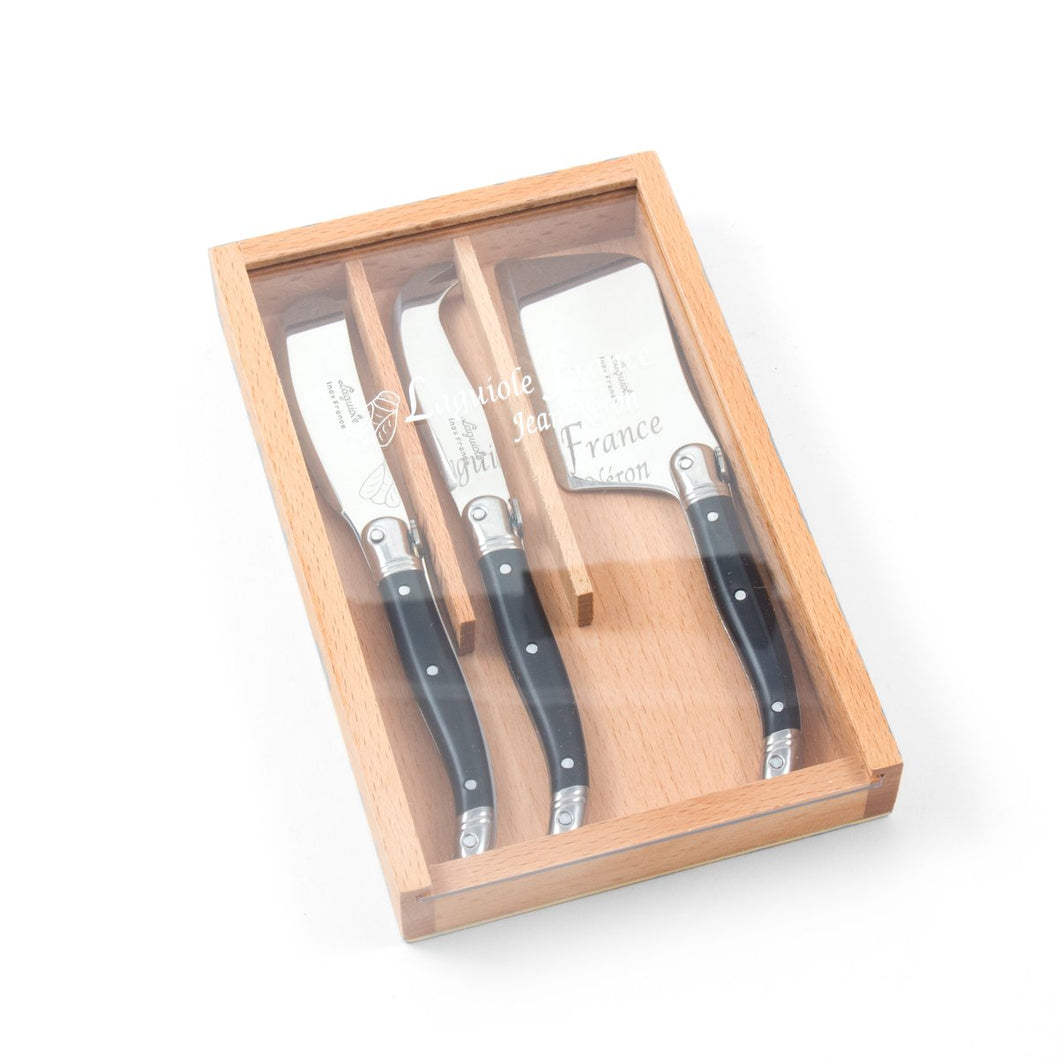 Laguiole Black Handled Cheese Knives - Set of Three