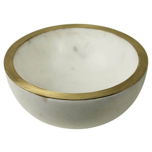 Loren Bowl, Marble with Brass Edge