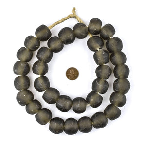 Jumbo Recycled Glass Beads, Graphite Grey