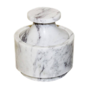 Lidded Cotton Box, White Marble