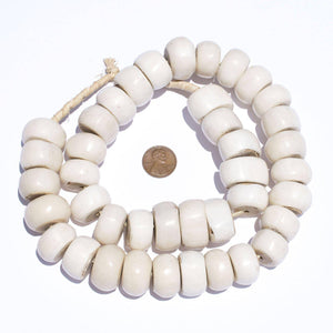 Large Polished Kenya White Bone Beads